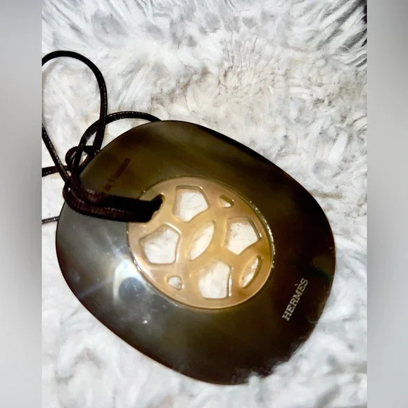 HERMES Necklace Buffalo Horn Brown